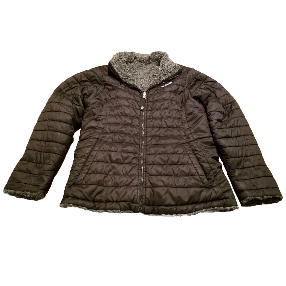 The North Face Reversible Puffer Jacket Girl's Size XL Black Full Zip Insulated